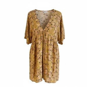 New NATURAL LIFE Floral Boho Mini Dress🎀V-Neck Babydoll🎀Size Medium🎀Pockets!!